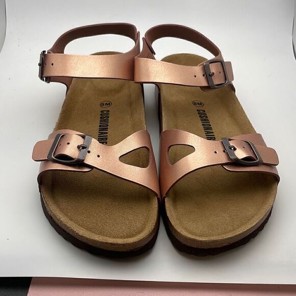 CUSHIONAIRE Women's Cork footbed Sandal SIZE 8 ROSEGOLD - Picture 2 of 8
